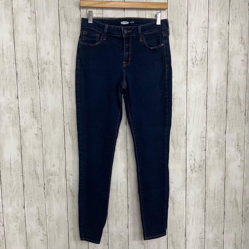 Old Navy Rockstar Super Skinny Jeans 6 Dark Wash Indigo Blue Mid Rise Stretch
